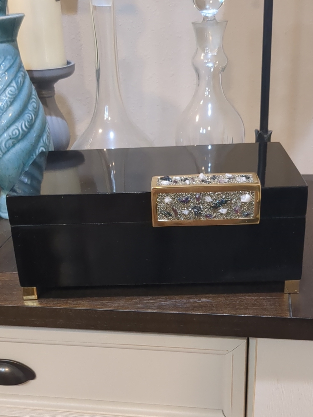 The John Richard Black Decorative Box with Gold Accent